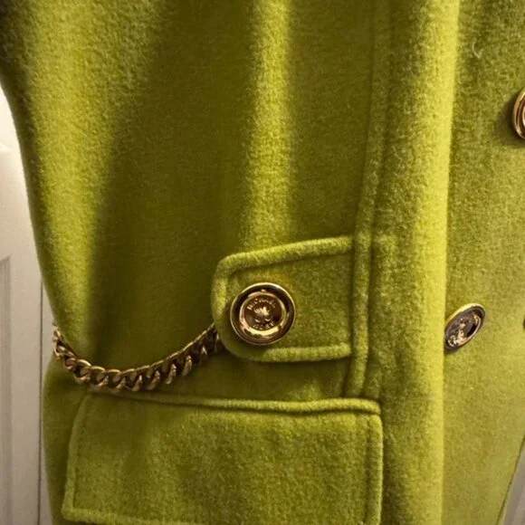 Women's Green Double-Breasted Coat - Picture 5 of 16